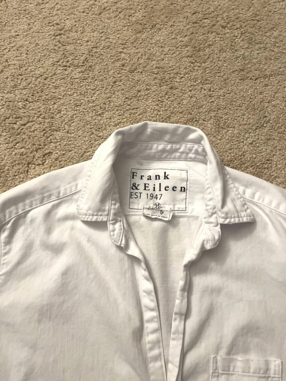 Frank & Eileen "Eileen" Solid White Casual Button Down Shirt Cotton MEDIUM - Picture 4 of 7